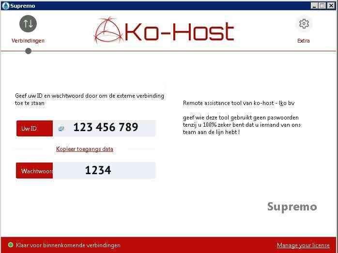 Ko host remote support instaleer klaar voor verbinding e-mail domein en website hosting belgie uw e-mail, website hosting en domein snel online