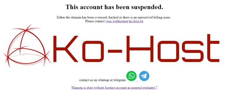 Ko-host. Be website hosting suspended